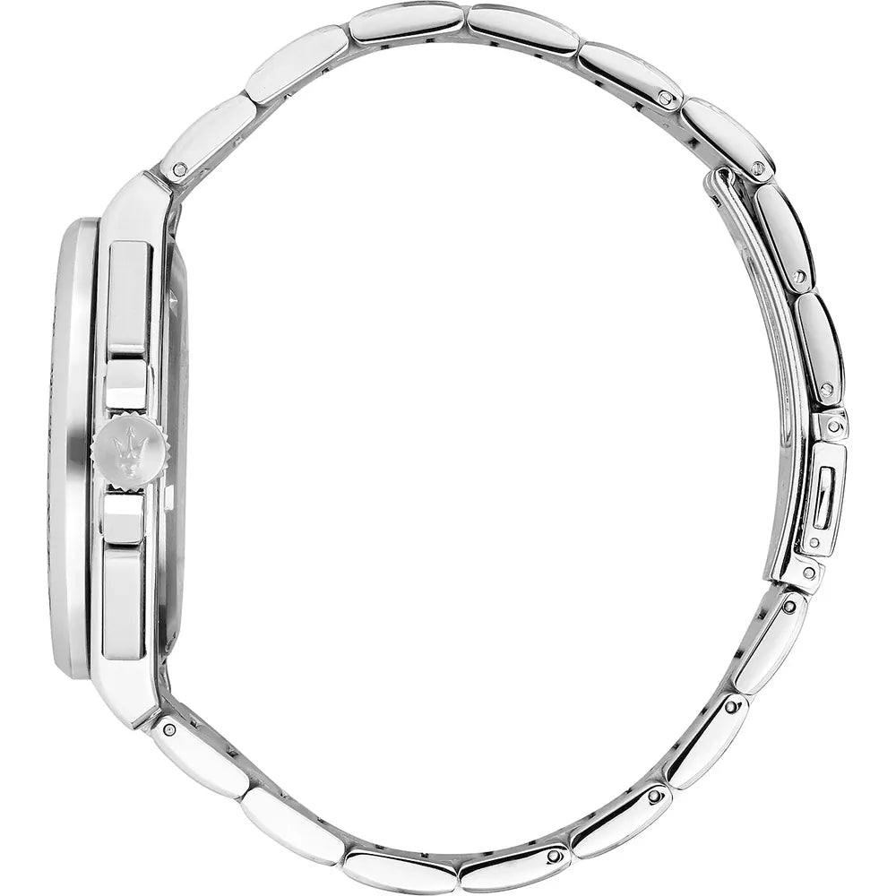 Orologio Maserati Velocità Chrono R8873652005 quarzo 43mm acciaio argento con quadrante blu e bracciale in metallo

