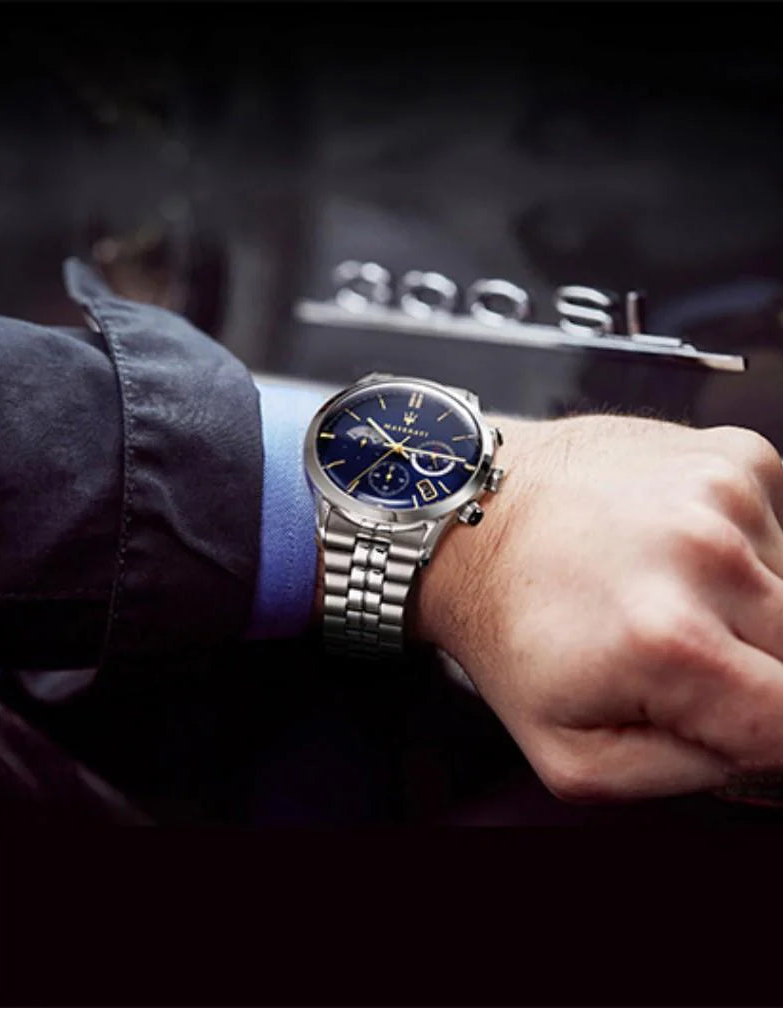 Maserati Ricordo R8873633001 orologio uomo cronografo quarzo quadrante blu 42 mm acciaio inox