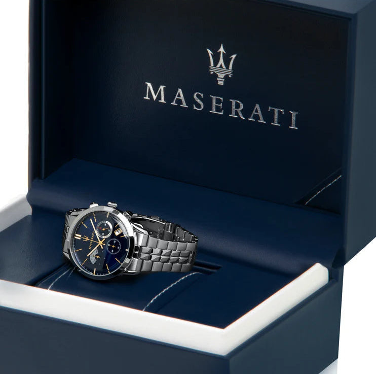 Maserati Ricordo R8873633001 orologio uomo cronografo quarzo quadrante blu 42 mm acciaio inox