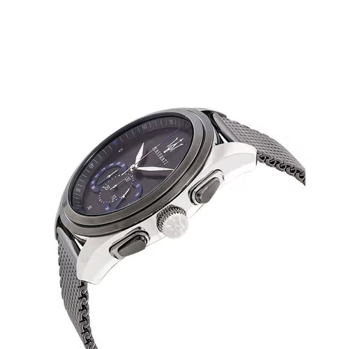 Orologio Maserati Traguardo R8873612006 cronografo quarzo uomo nero 45 mm acciaio mesh