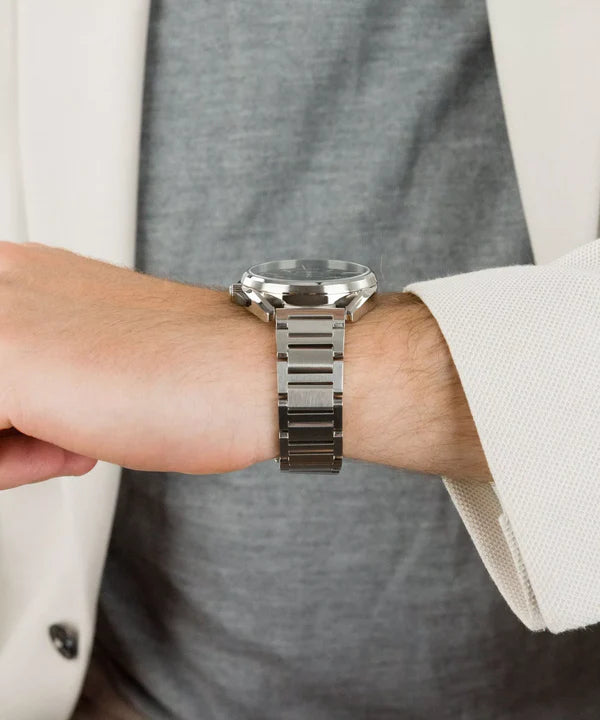 Maserati Trimarano VP cronografo uomo R8873632003 quadrante nero cassa acciaio 41 mm cinturino argento