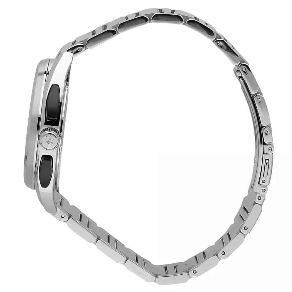 Maserati Trimarano VP cronografo uomo R8873632003 quadrante nero cassa acciaio 41 mm cinturino argento