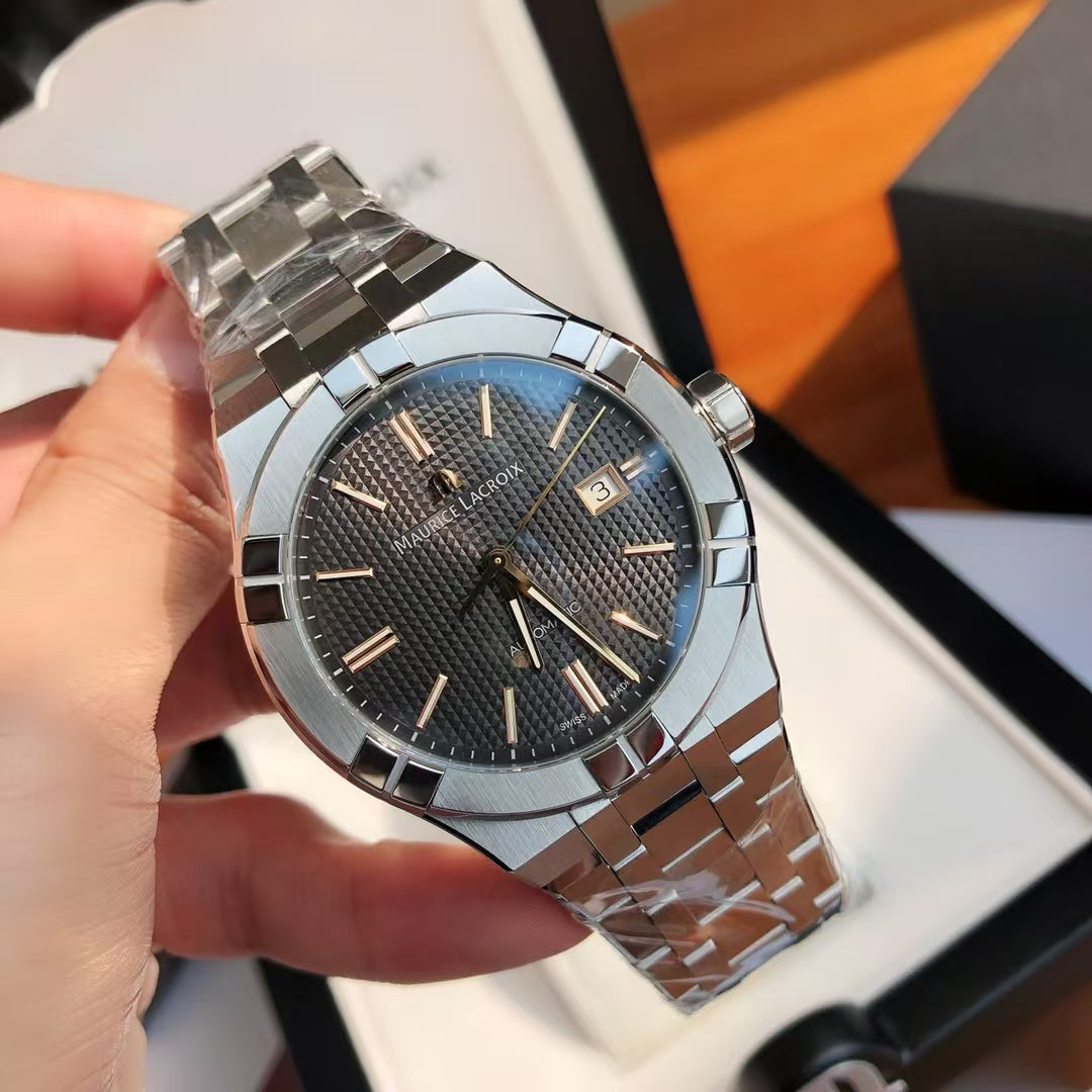 Maurice Lacroix AIKON Automatic Date 42 mm quadrante grigio acciaio automatico Swiss Made AI6008-SS002-331-1.