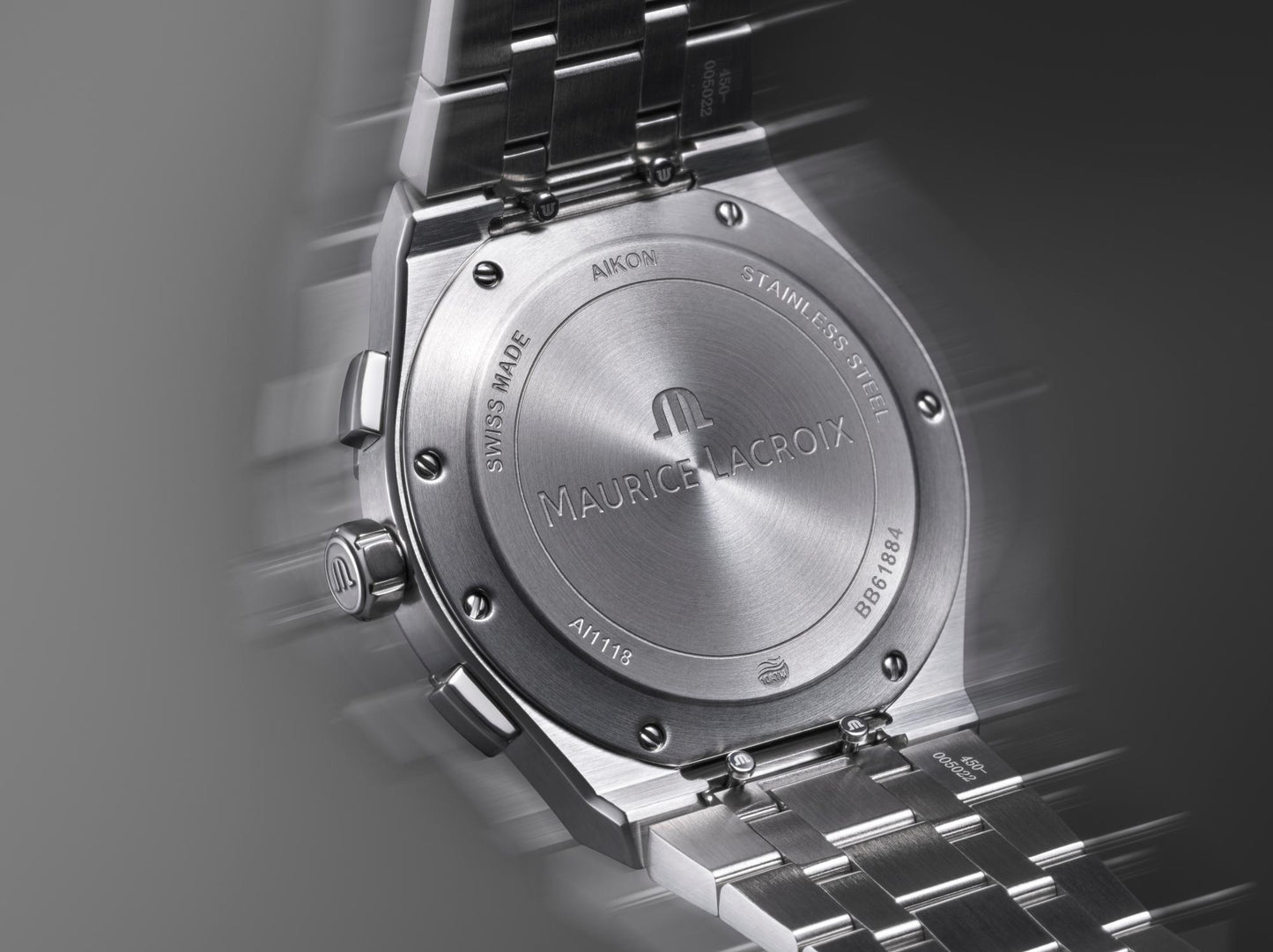 Maurice Lacroix Aikon Quartz Chronograph AI1118-SS002-230-1 42mm acciaio quadrante grigio soleil con dettagli blu