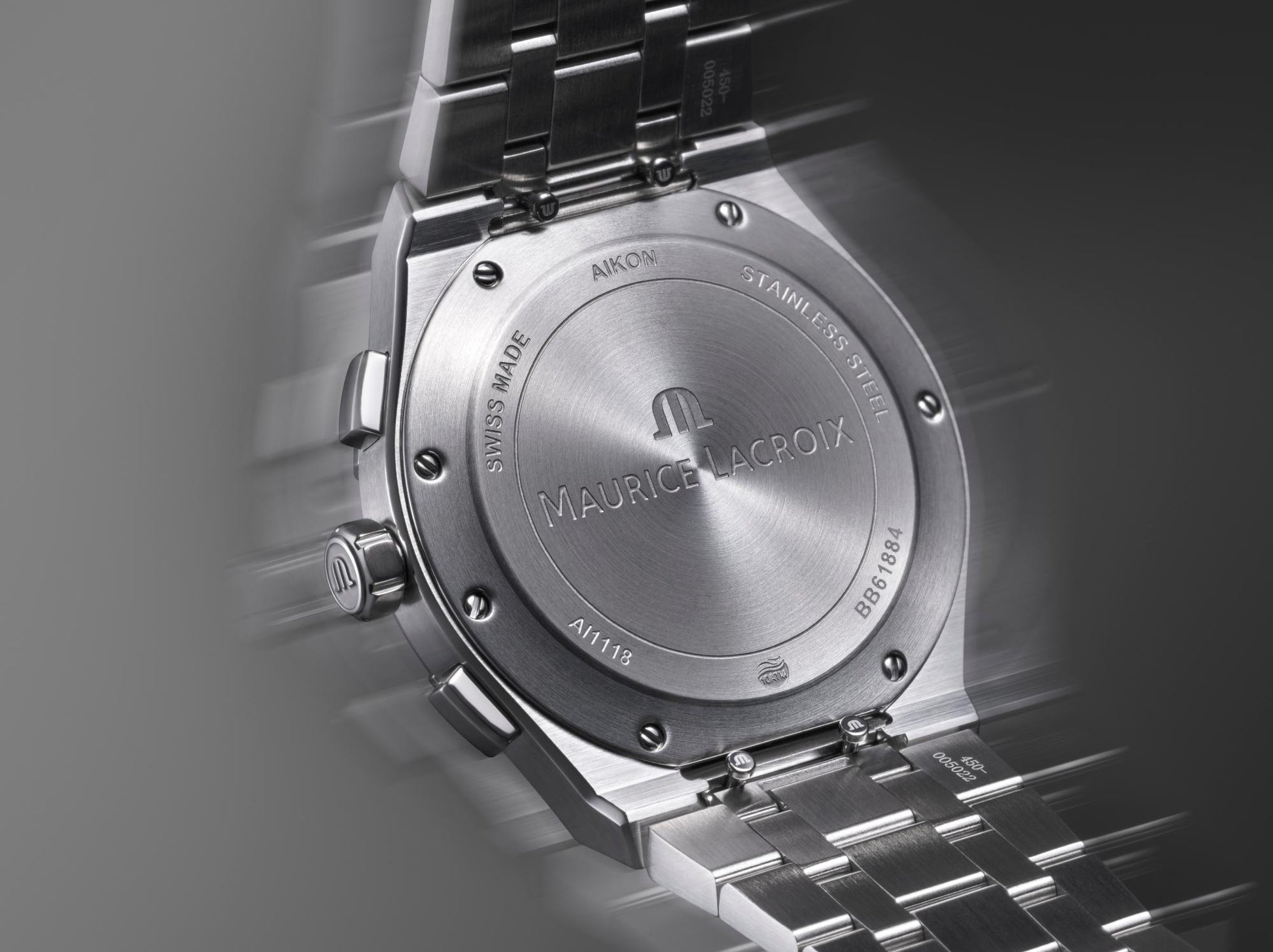 Maurice Lacroix Aikon Quartz Chronograph AI1118-SS002-230-1 42mm acciaio quadrante grigio soleil con dettagli blu