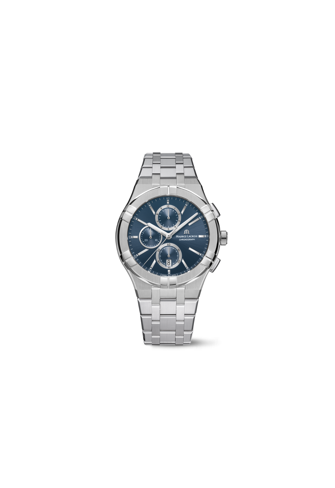 Maurice Lacroix Aikon Quartz Chronograph AI1118-SS002-430-1, 42mm acciaio, quadrante blu soleil, cronografo Swiss Made