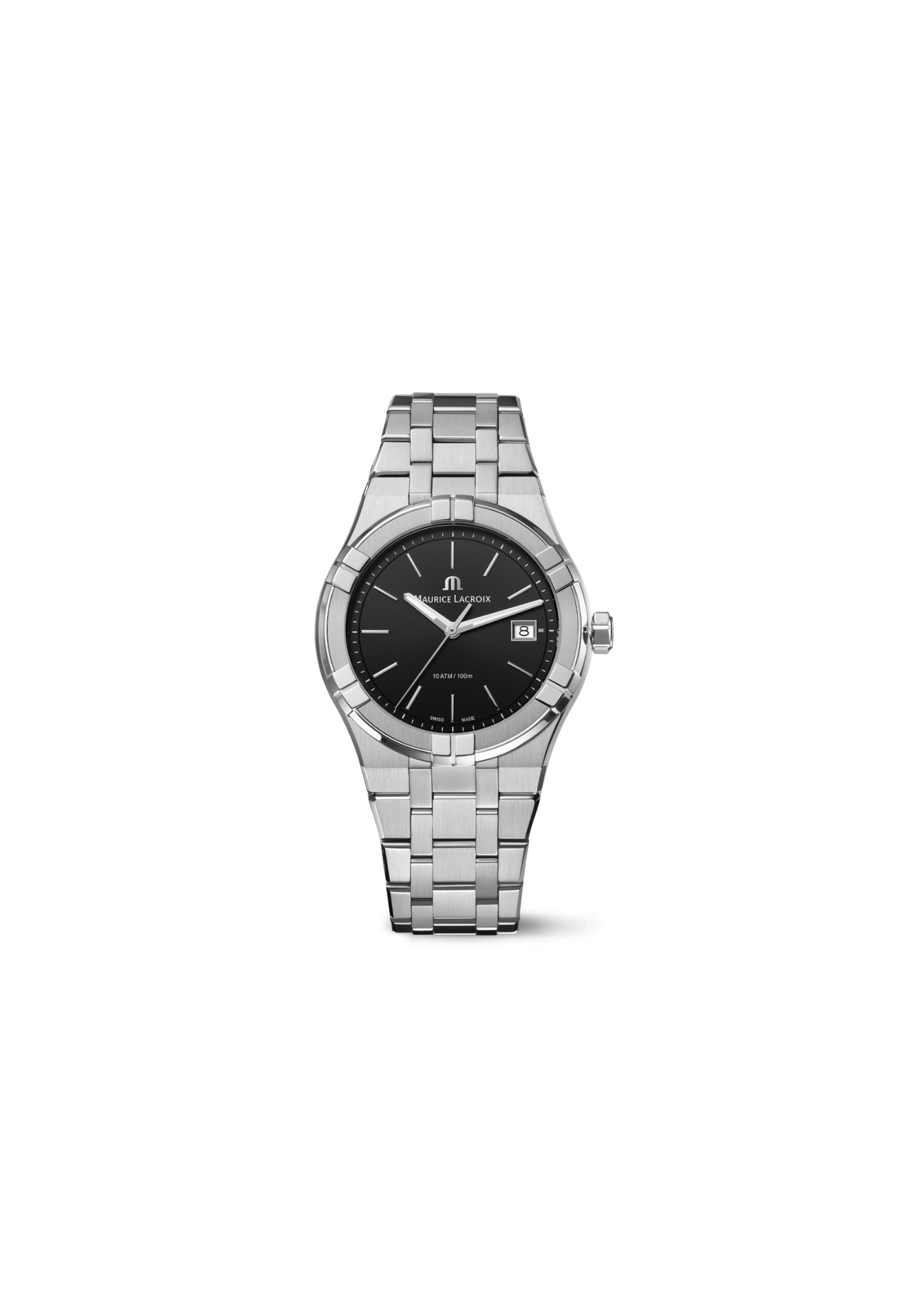 Maurice Lacroix Aikon Quartz 40mm nero AI1108-SS002-330-1 orologio Swiss Made quarzo acciaio vetro zaffiro datario