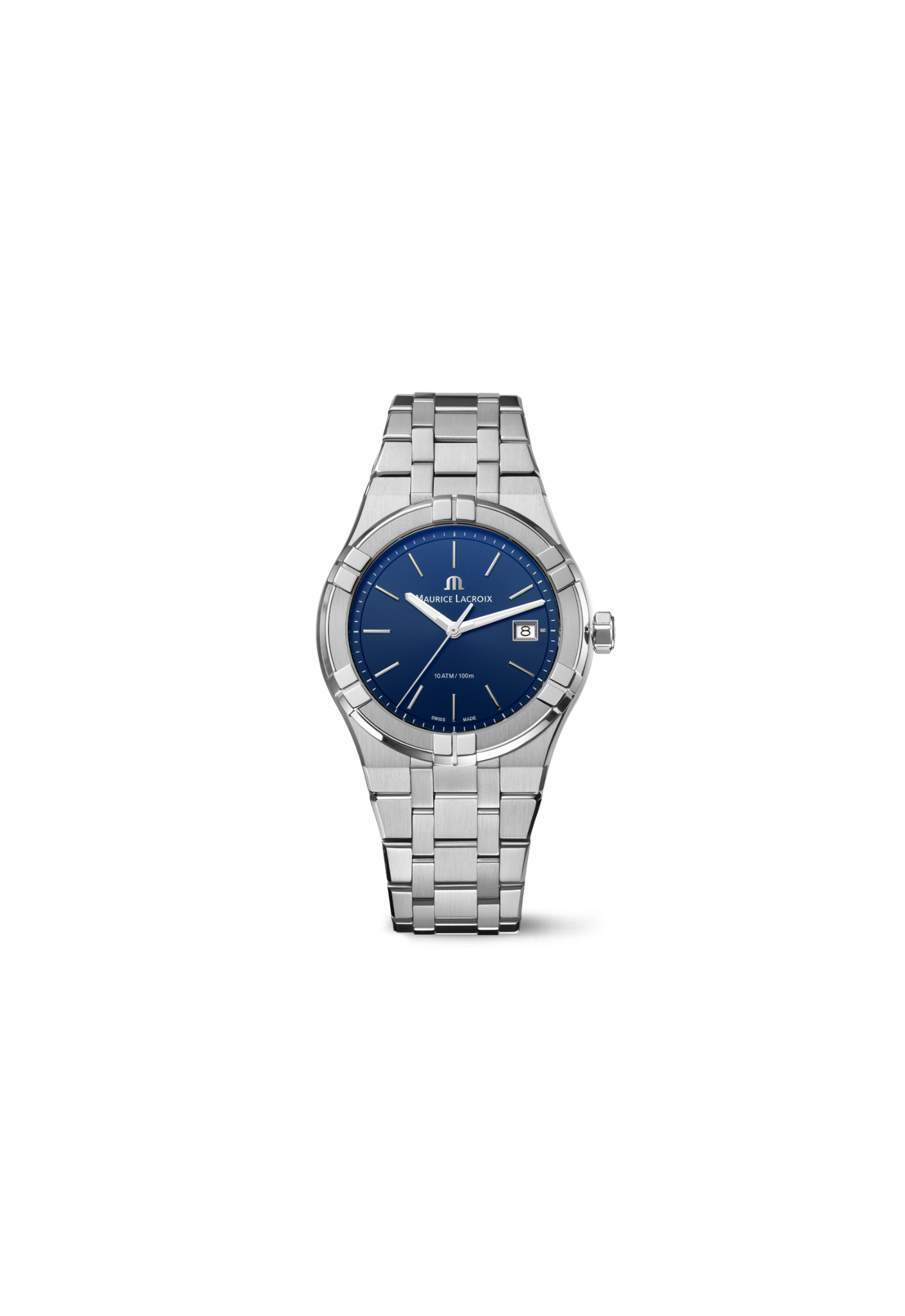 Maurice Lacroix Aikon Quartz 40mm blu AI1108-SS002-430-1 orologio Swiss Made quarzo acciaio vetro zaffiro datario