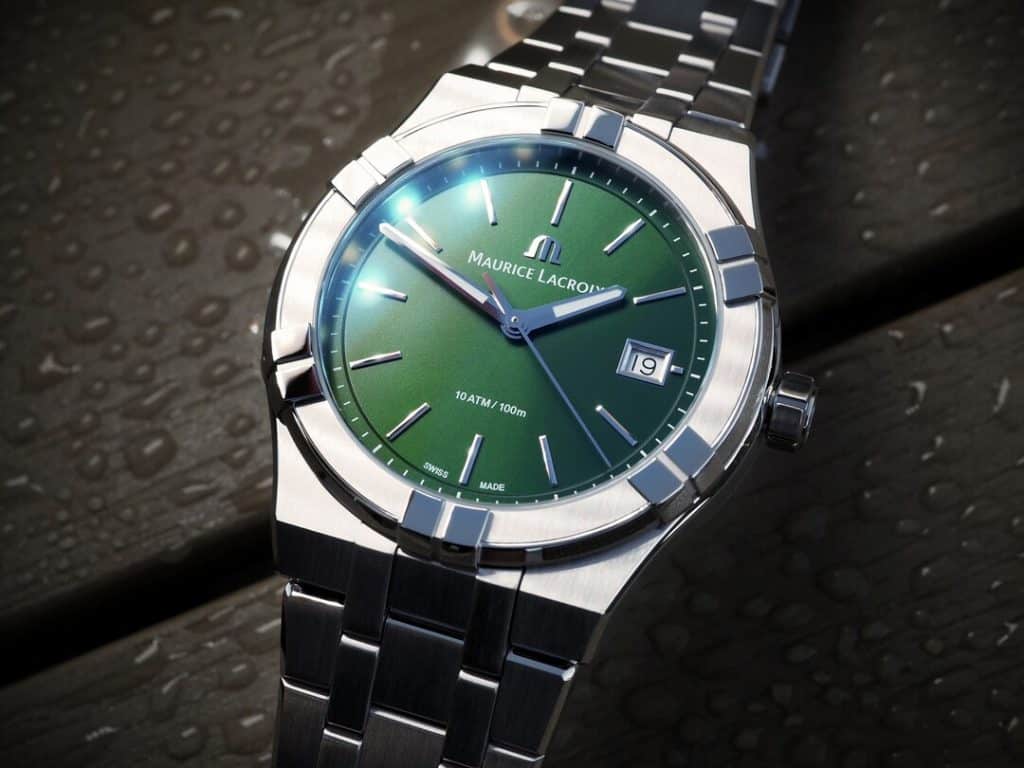 Maurice Lacroix Aikon Quartz 40mm verde AI1108-SS002-630-1 orologio Swiss Made quarzo acciaio vetro zaffiro datario