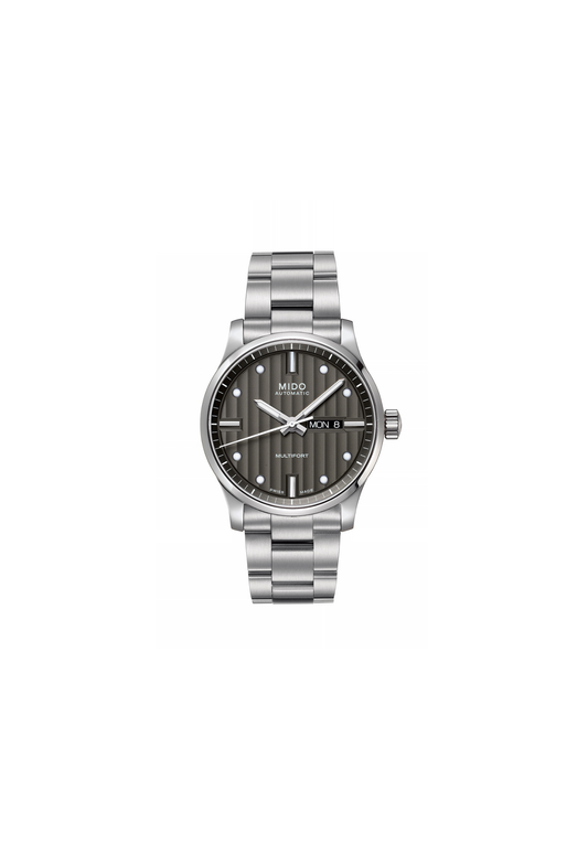 Mido Multifort Gent Automatico Swiss Made grigio 42 mm M005.430.11.061.80 con movimento Caliber 80, vetro zaffiro, datario giorno e data e bracciale acciaio.