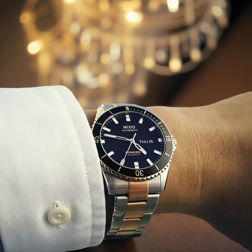 Mido Ocean Star 200 Automatico Swiss Made quadrante nero 42.5mm cassa acciaio bicolore lunetta girevole M026.430.22.051.00