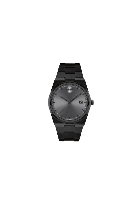 Movado Bold Quest 3601224 quartz Swiss Made grey dial 40mm black ionic plated stainless steel bracelet