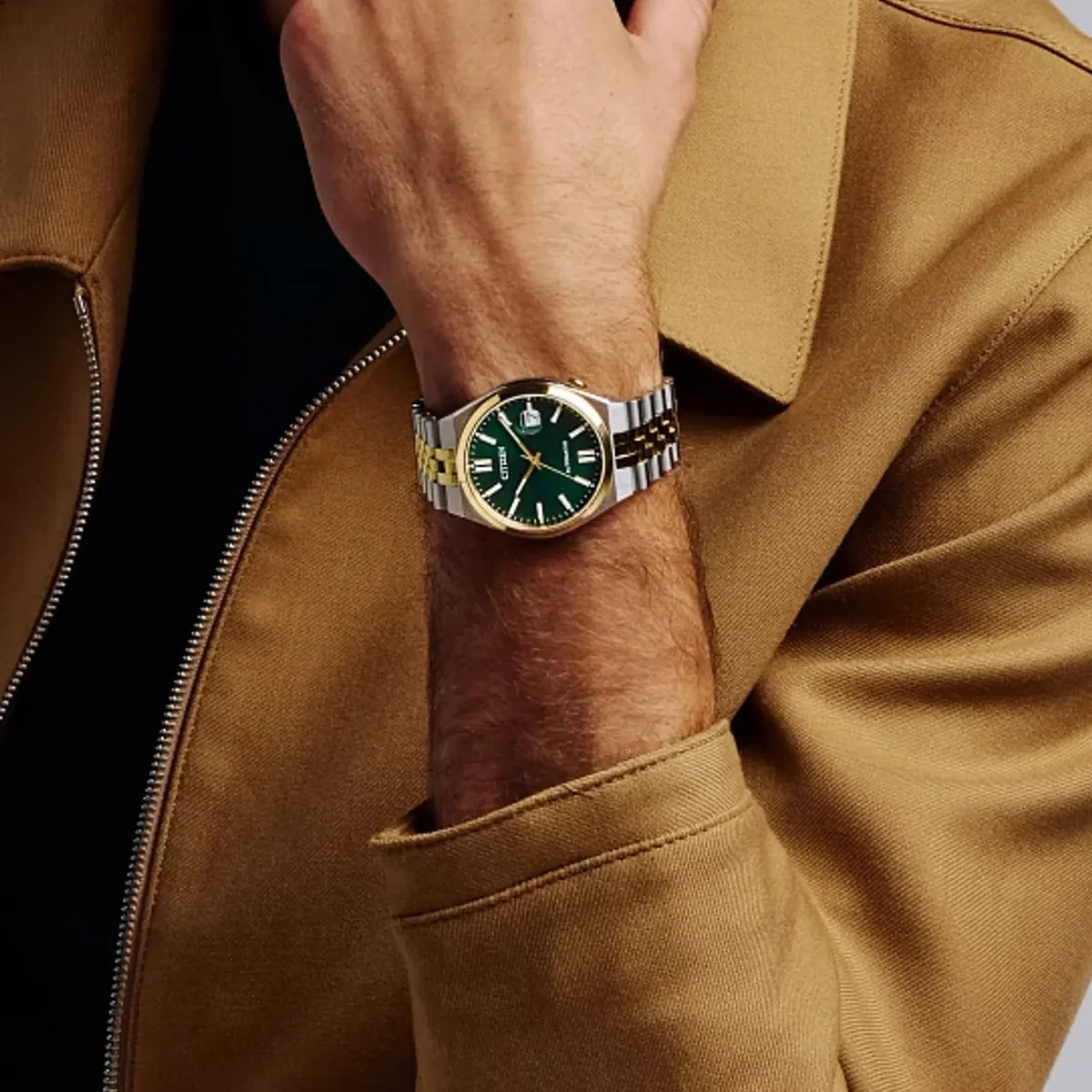 Citizen Tsuyosa Automatico NK0024-54X quadrante verde cassa 40 mm acciaio bicolore vetro zaffiro