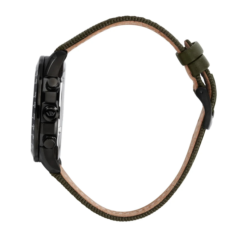 Philip Watch Blaze R8271995026 cronografo uomo 42 mm con quadrante nero, cassa con finitura nera e cinturino in tessuto verde.