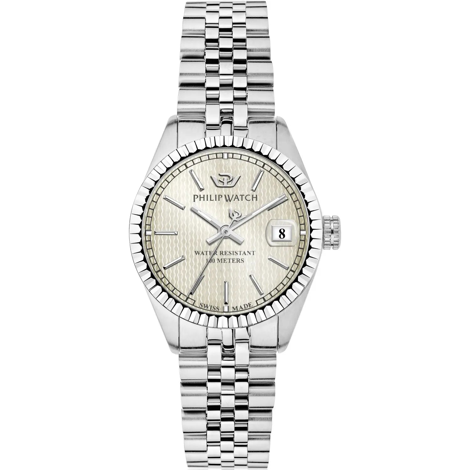 Philip Watch Caribe R8253597539 – Orologio donna quarzo Swiss Made, acciaio, quadrante grigio, vetro zaffiro, 31mm