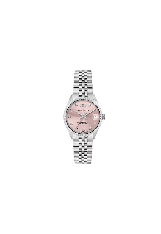 Philip Watch Caribe Urban R8253597639 donna 31 mm con quadrante rosa e diamanti, cassa in acciaio e bracciale argentato.