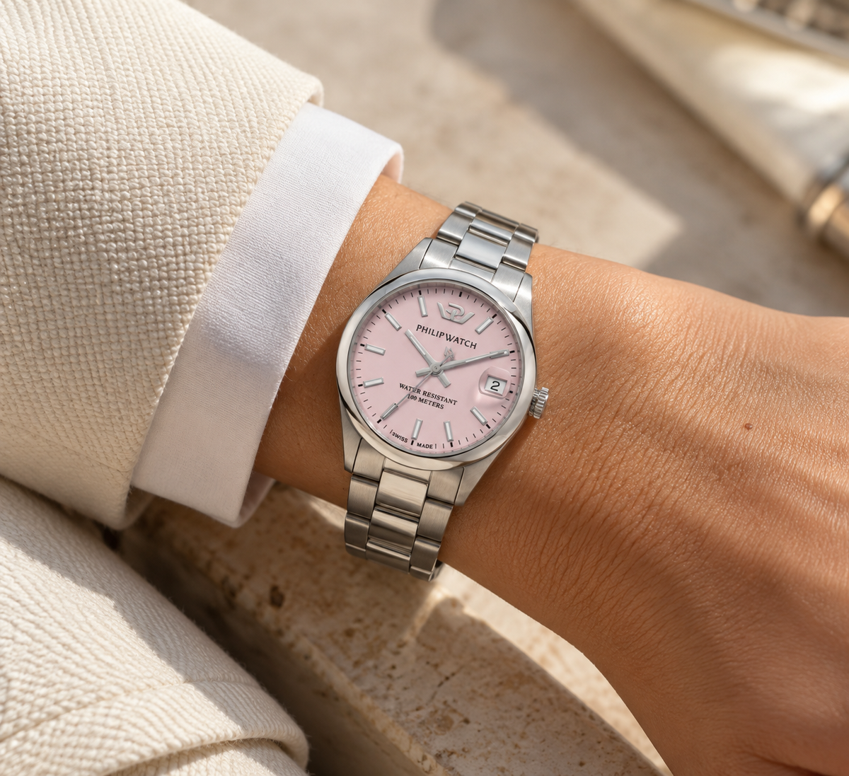 Philip Watch Caribe Urban R8253597646 orologio donna 31 mm con quadrante rosa, cassa in acciaio e bracciale argentato.