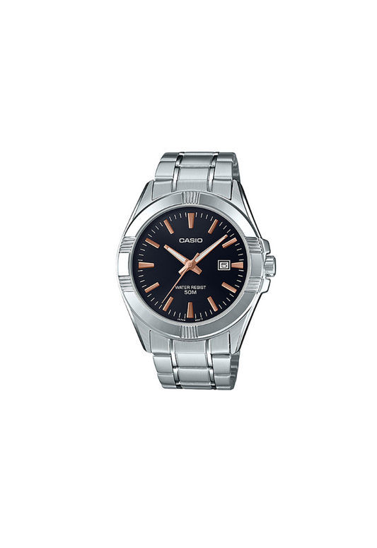 Casio MTP-1308D – quadrante nero con dettagli colore oro rosa
