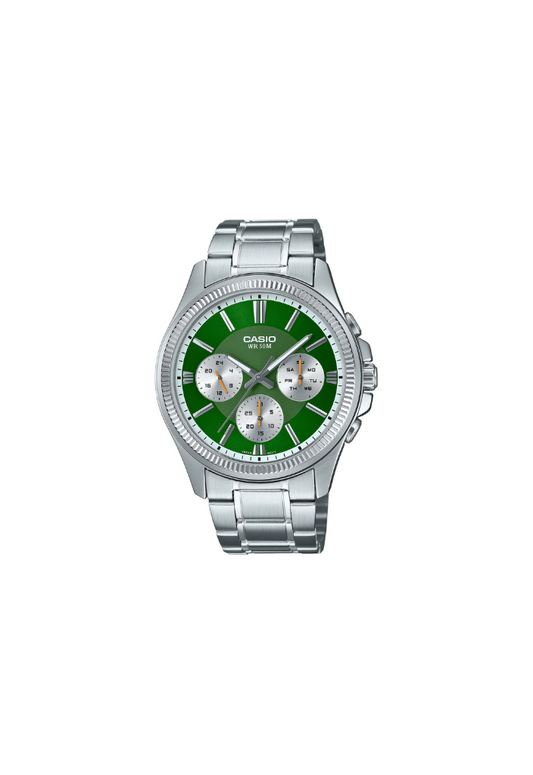 Casio MTP-1375D-3A verde in acciaio