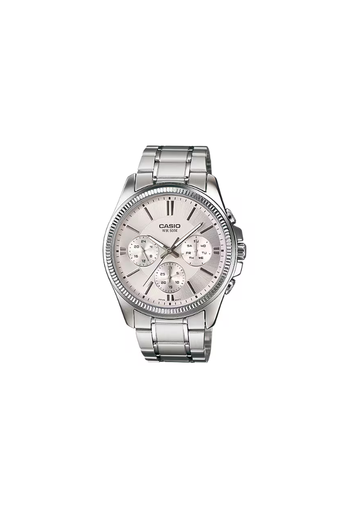 Orologio Casio MTP-1375D-7A bianco in acciaio