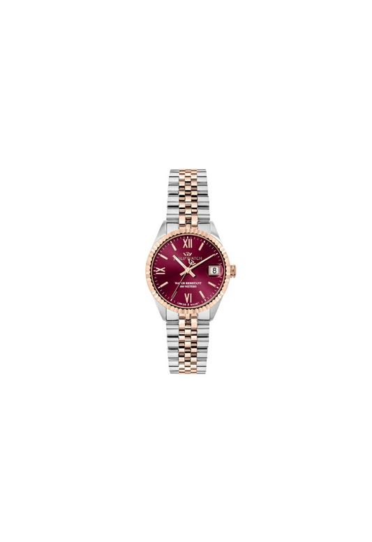 Orologio Philip Watch Caribe R8253597659 da donna, cassa rettangolare 39x31 mm in acciaio rosa satinato, bracciale in metallo argento, quadrante multifunzione e vetro zaffiro.