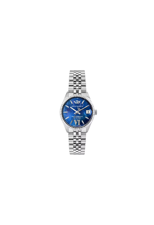 Orologio Philip Watch Caribe R8253597655 da donna, cassa rotonda da 31 mm in acciaio con diamanti, vetro zaffiro antiriflesso, bracciale in acciaio silver, movimento Swiss Made.