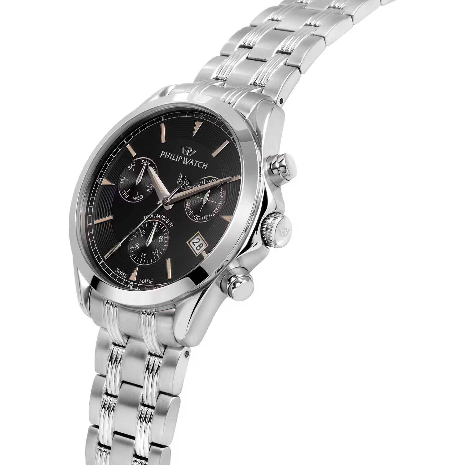 Philip Watch R8273665004 cronografo Swiss Made – quadrante bianco, cassa 41mm acciaio, cinturino metallo, datario, collezione Blaze.

