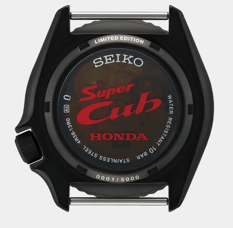 Seiko 5 Sports Honda Super Cub Limited Edition SRPJ75K1 orologio automatico 42,5 mm calibro 4R36 edizione limitata moto Honda vintage motociclistico