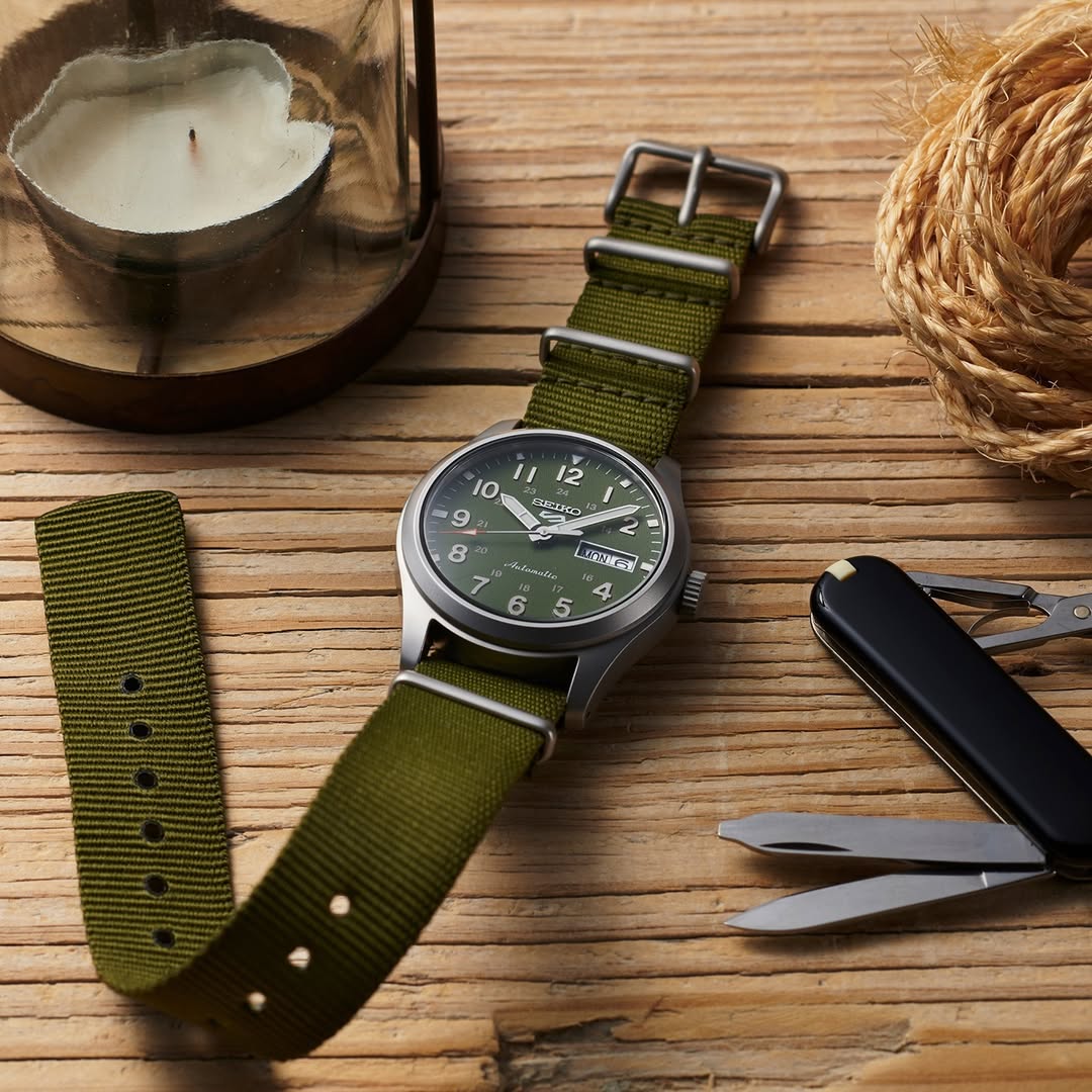 Seiko 5 Sports SRPG33K1 automatico verde 39.4mm nylon calibro 4R36 uomo field watch