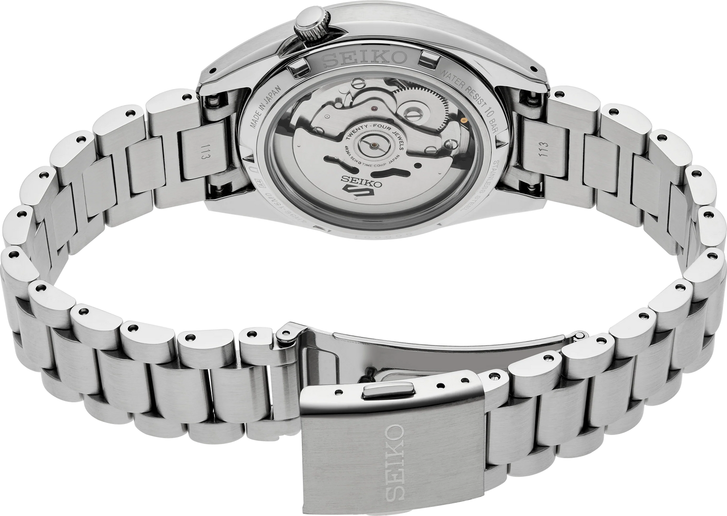 Seiko 5 Sports SRPK87 orologio uomo automatico con quadrante blu, cassa acciaio 37,4 mm e bracciale in acciaio.