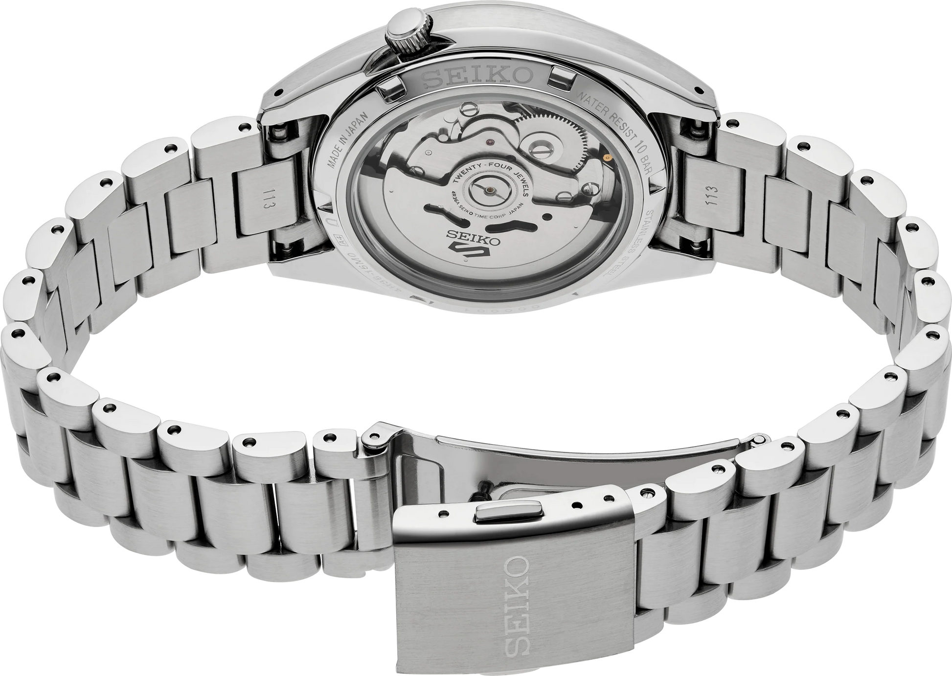 Seiko 5 Sports SRPK87 orologio uomo automatico con quadrante blu, cassa acciaio 37,4 mm e bracciale in acciaio.