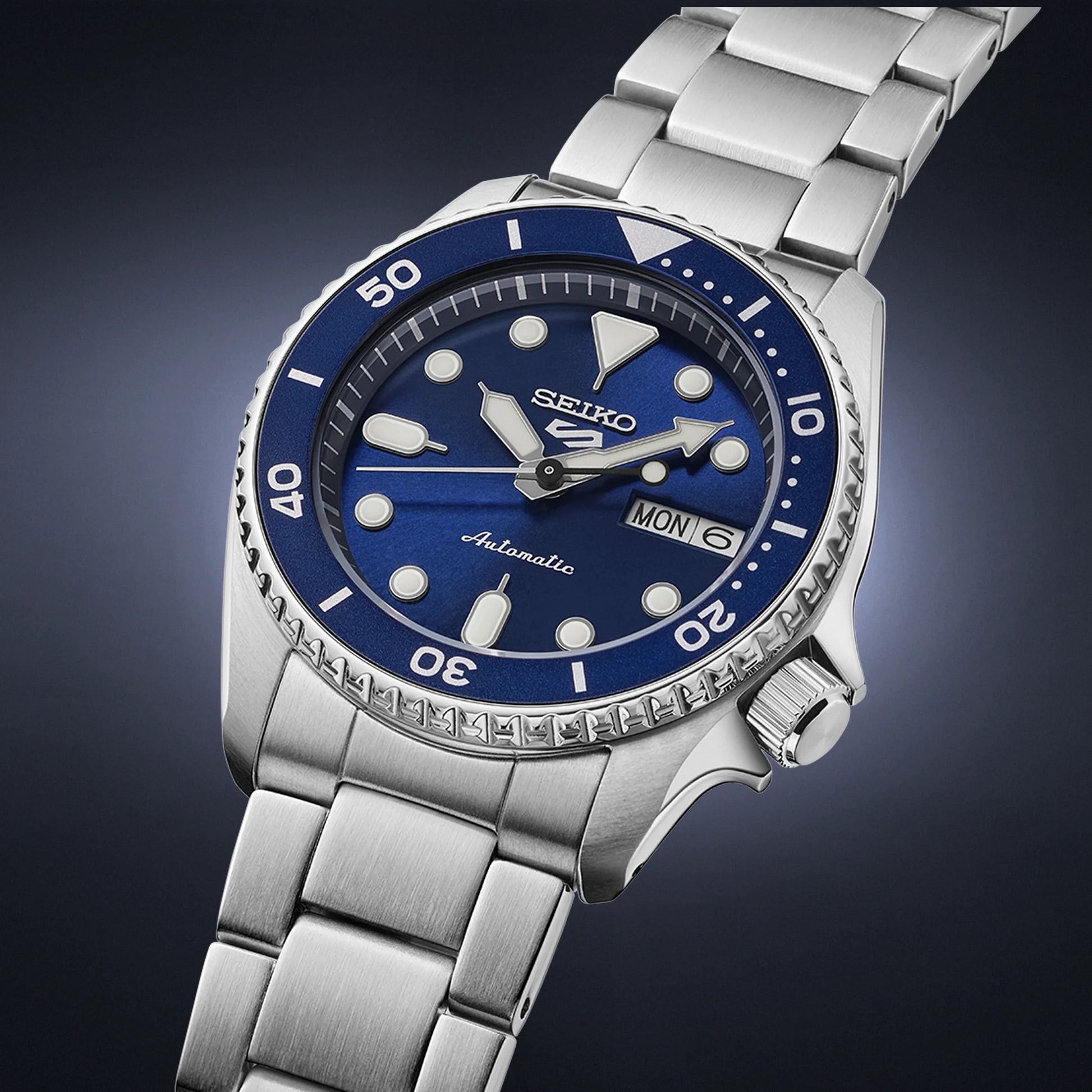 Seiko 5 Sports SRPL77 automatico 38mm acciaio quadrante blu calibro 4R36 uomo