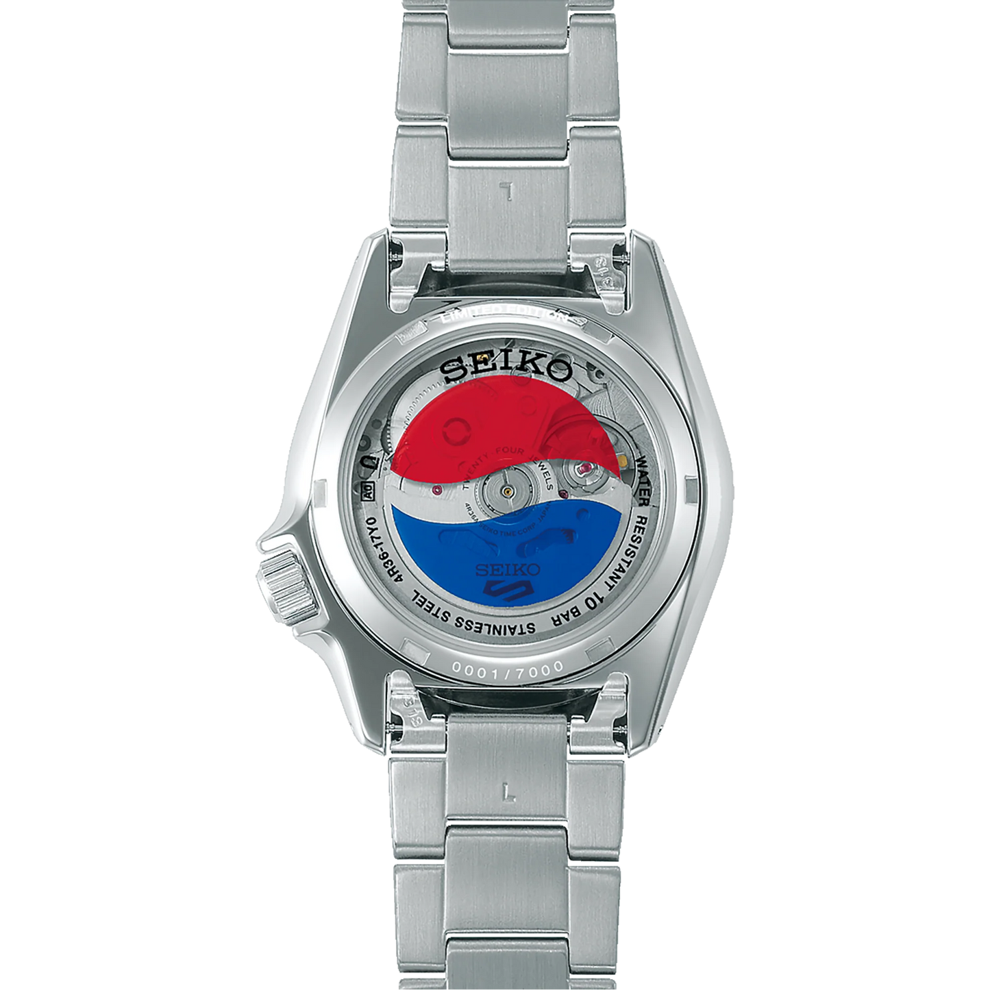 Seiko 5 Sports SRPL99K1 automatico 38mm quadrante argento Pepsi acciaio