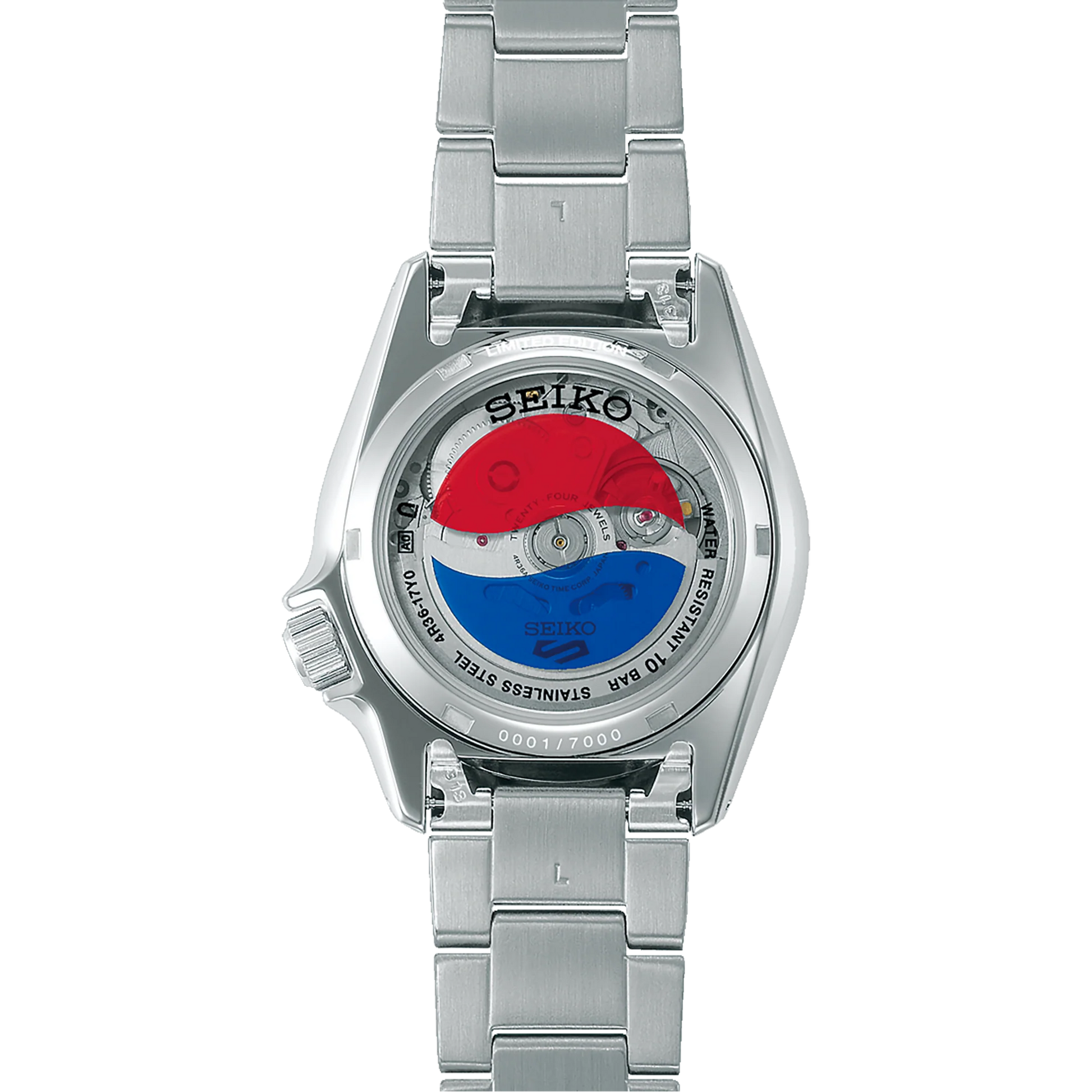 Seiko 5 Sports SRPL99K1 automatico 38mm quadrante argento Pepsi acciaio