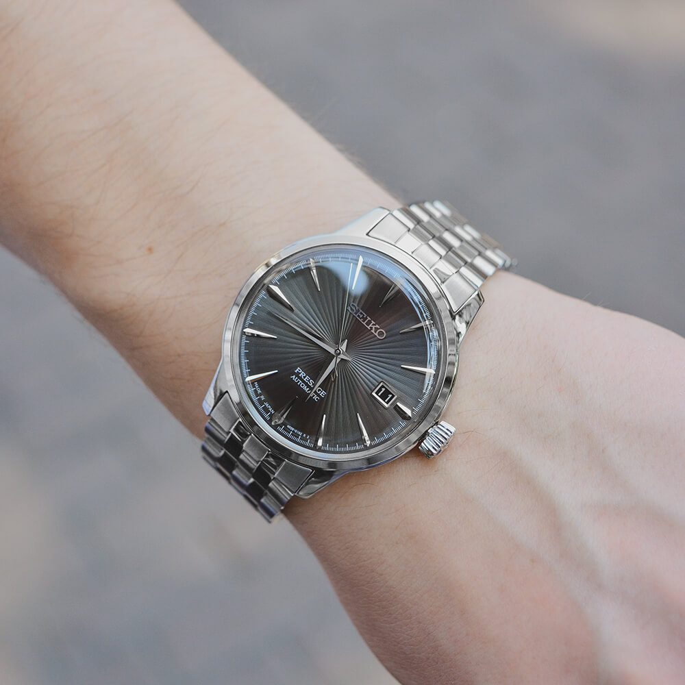 Seiko Presage SRPE17J1 automatico quadrante nero 40.5mm acciaio Hardlex fondello a vista