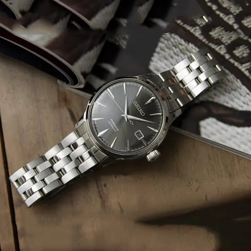 Seiko Presage SRPE17J1 automatico quadrante nero 40.5mm acciaio Hardlex fondello a vista