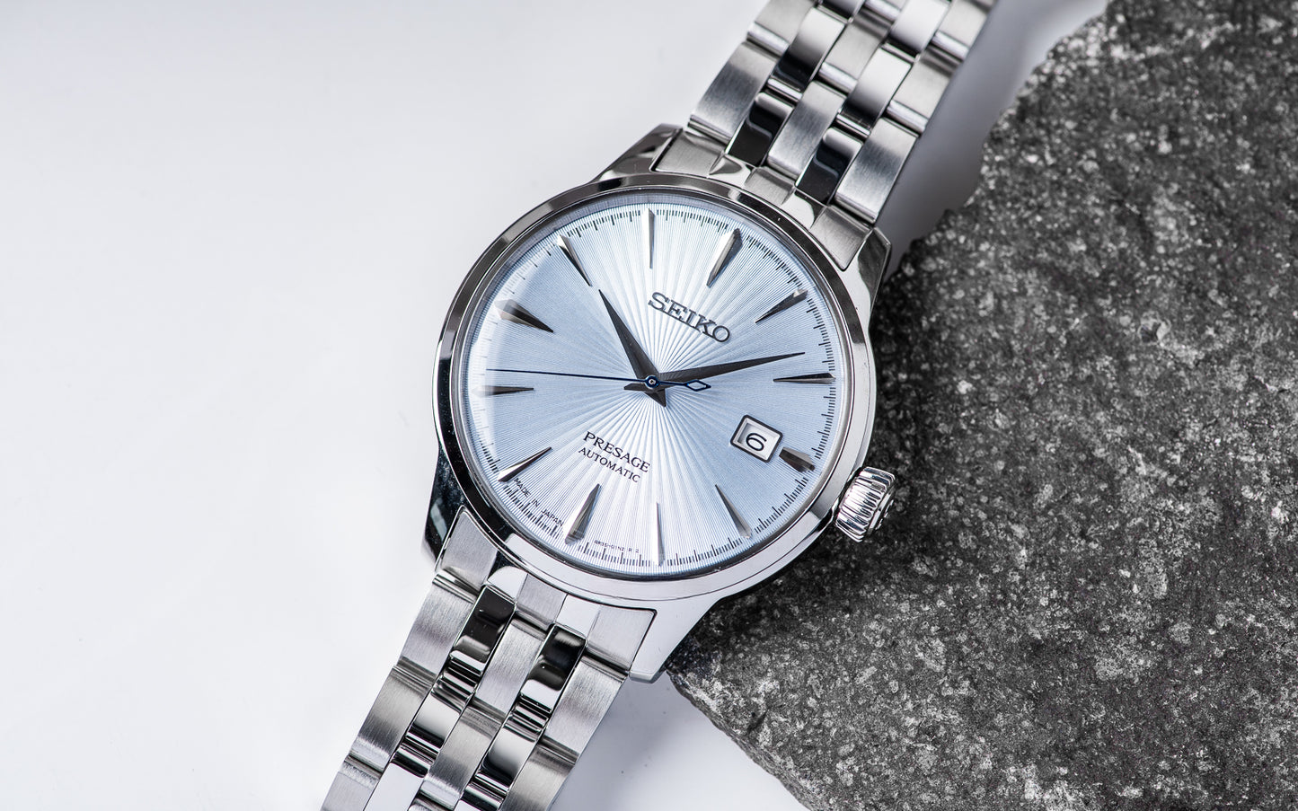 Seiko Presage SRPE19J1 automatico quadrante azzurro 40.5mm acciaio Hardlex fondello a vista