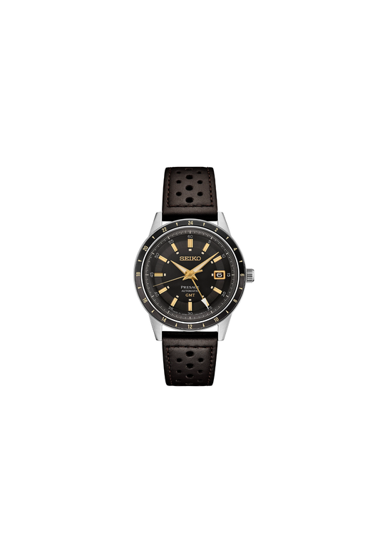 Seiko Presage Style 60’s SSK013J1 – Automatico GMT – Quadrante fumé grigio – Cassa acciaio 40,8 mm – Cinturino pelle marrone – Vintage elegante