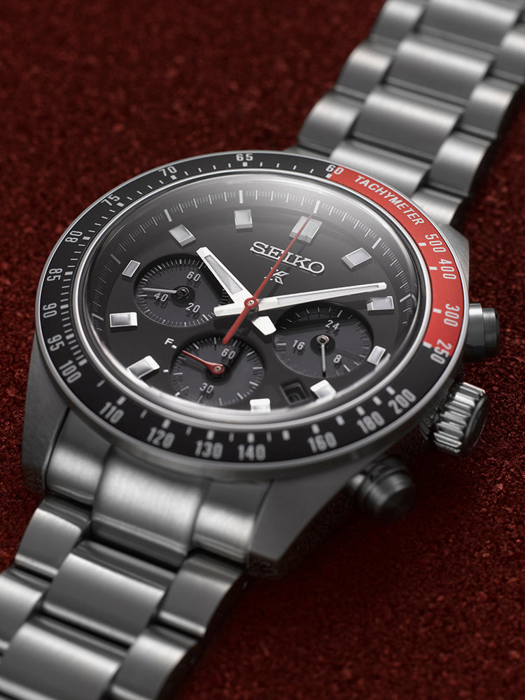 Seiko Prospex Speedtimer Solar Chronograph SSC915P1 – Orologio quarzo solare nero e rosso 41,4mm acciaio con vetro zaffiro