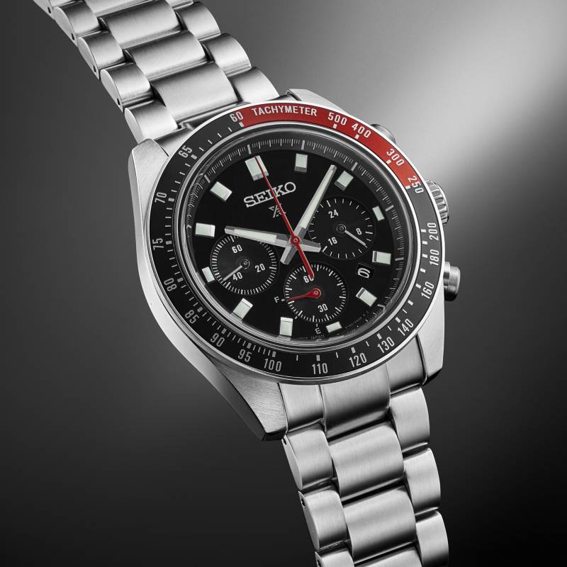 Seiko Prospex Speedtimer Solar Chronograph SSC915P1 – Orologio quarzo solare nero e rosso 41,4mm acciaio con vetro zaffiro