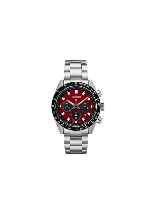 Seiko Prospex Speedtimer Solar Chronograph SSC927P1 – Orologio quarzo solare rosso e nero 41,4mm acciaio con vetro zaffiro