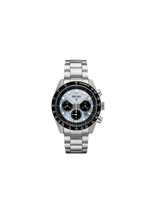 Seiko Prospex Speedtimer Solar Chronograph SSC935P1 – Orologio quarzo solare azzurro e nero 41,4mm acciaio con vetro zaffiro