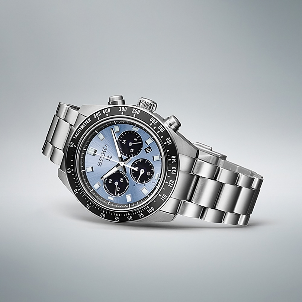 Seiko Prospex Speedtimer Solar Chronograph SSC935P1 – Orologio quarzo solare azzurro e nero 41,4mm acciaio con vetro zaffiro