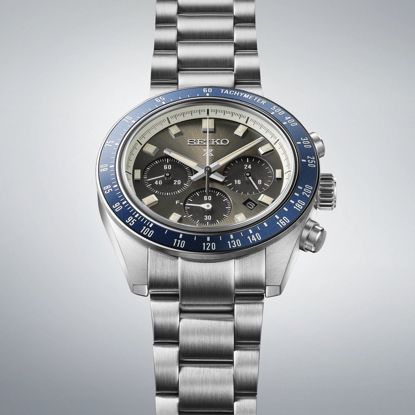 Seiko Prospex Speedtimer Solar Chronograph SSC939P1 – Orologio quarzo solare grigio e blu 41,4mm acciaio con vetro zaffiro