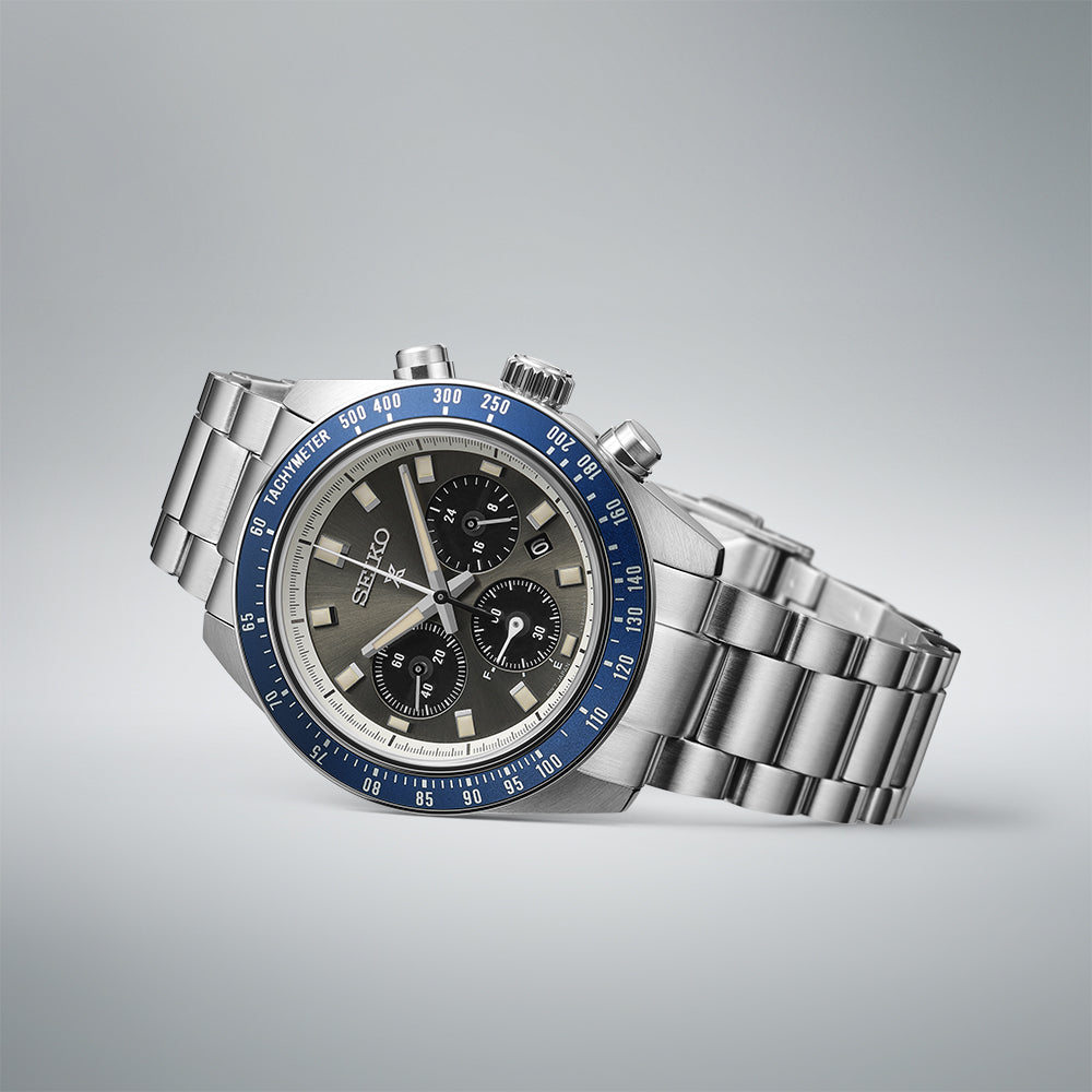 Seiko Prospex Speedtimer Solar Chronograph SSC939P1 – Orologio quarzo solare grigio e blu 41,4mm acciaio con vetro zaffiro