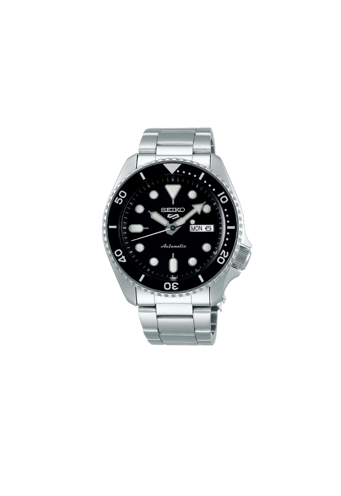 Seiko 5 Sports SRPD55K1 – Automatico, quadrante nero, cassa 42,5mm in acciaio, lunetta nera, movimento 4R36