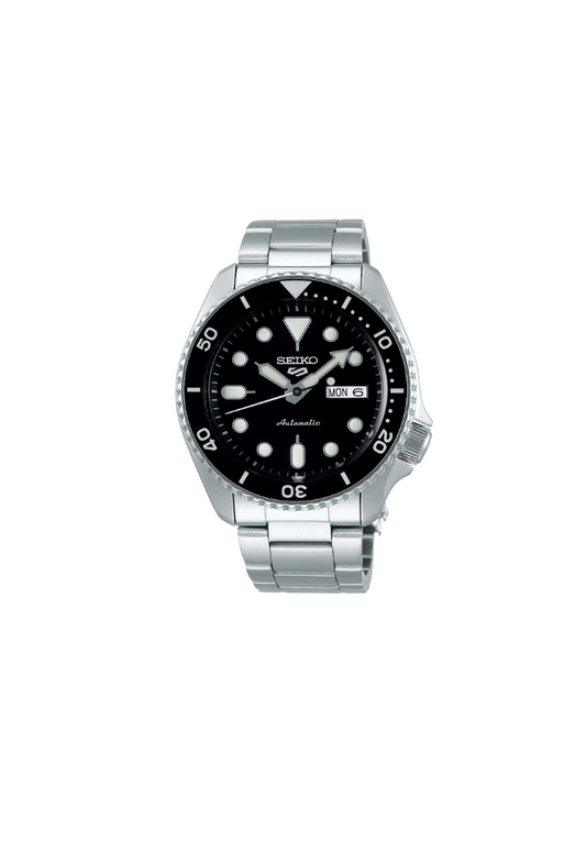 Seiko 5 Sports SRPD55K1 – Automatico, quadrante nero, cassa 42,5mm in acciaio, lunetta nera, movimento 4R36