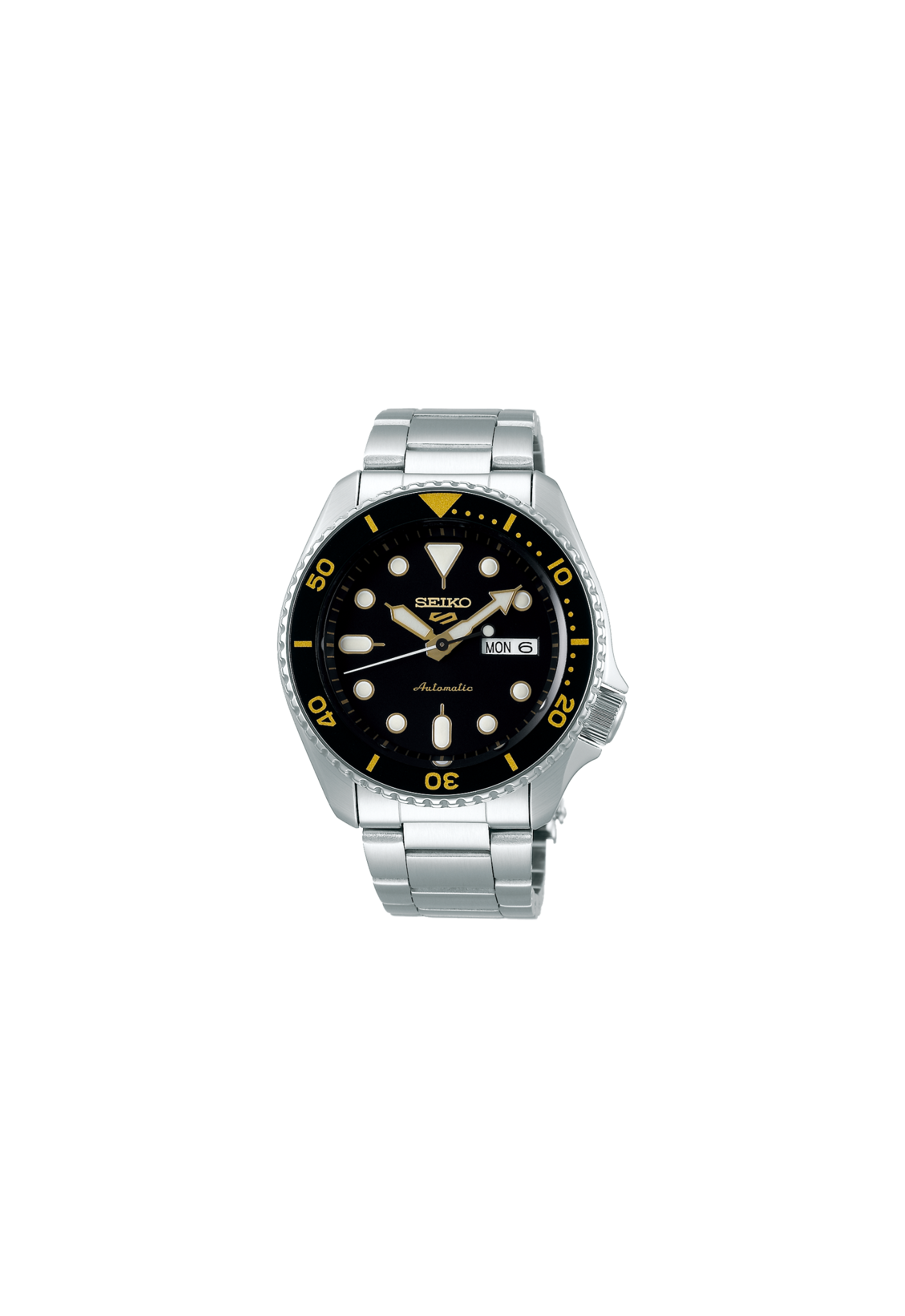 Seiko SRPD57K1 automatico nero acciaio 42,5mm quadrante sunburst day date calibro 4R36