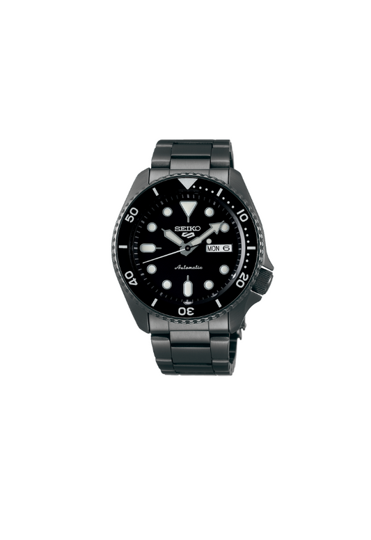 Seiko 5 Sports SRPD65K1 – Automatico, quadrante nero, cassa nera PVD 42,5mm, lunetta nera, movimento 4R36
