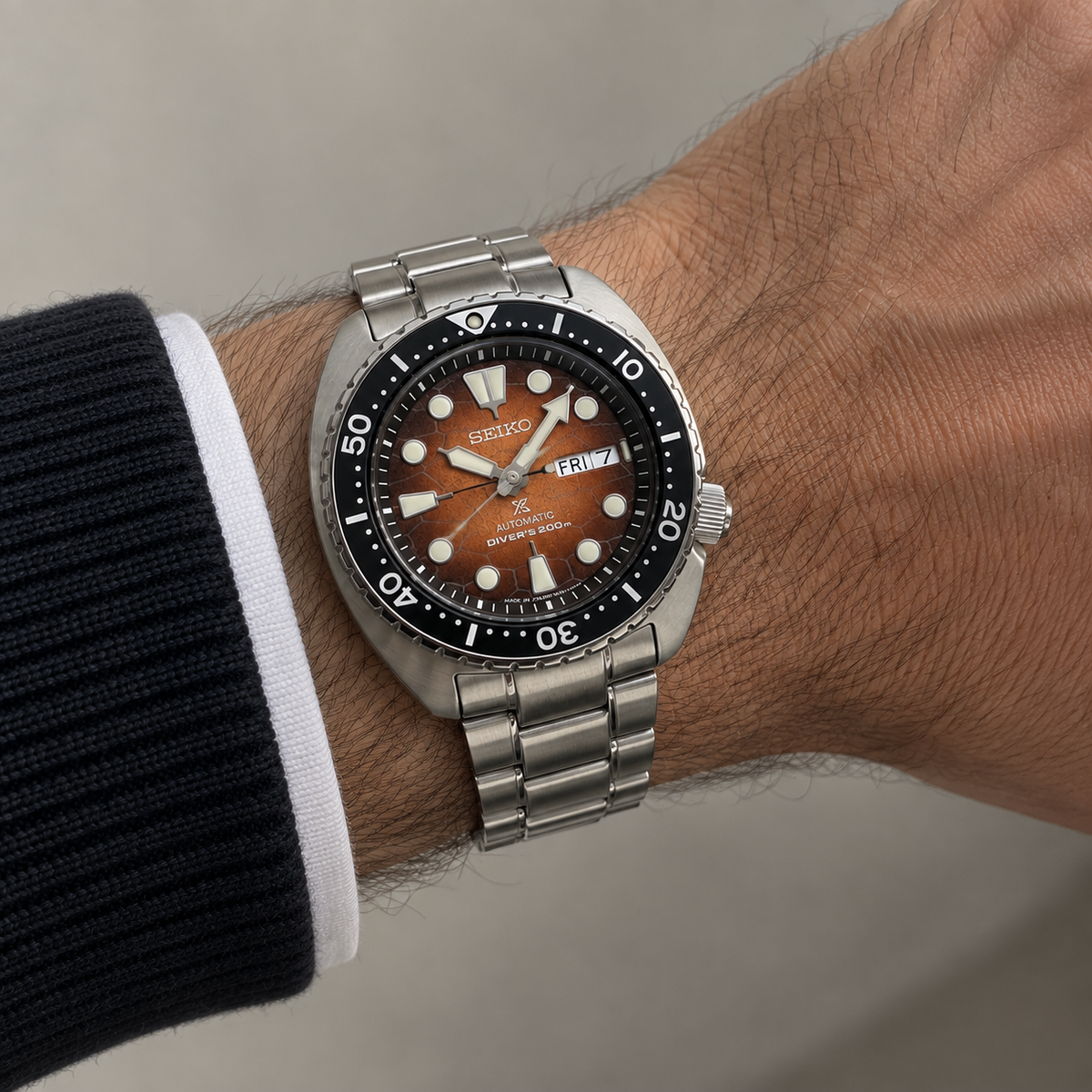 Seiko SRPH55 Prospex Turtle automatico 45 mm con cassa in acciaio inossidabile e vetro zaffiro.